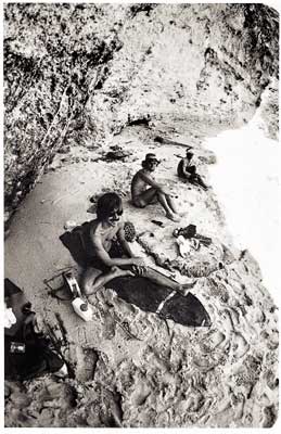 Gerry Lopez and Bert Barkson, Uluwatu cave, 1977. Photo: Dick Hoole.